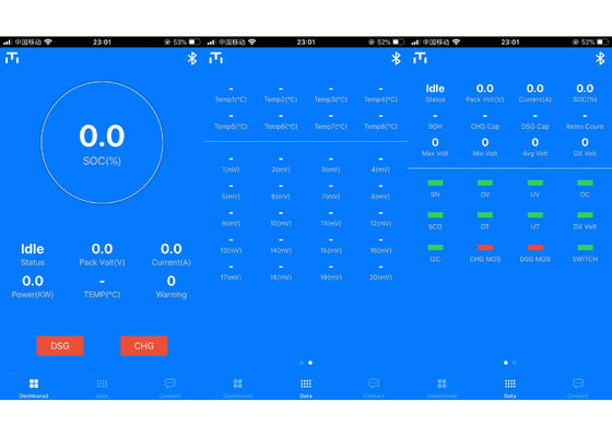 litio Ion Battery Smart BMS Battery RS232 Bluetooth APP 50A 100A 200a di 20S 72V